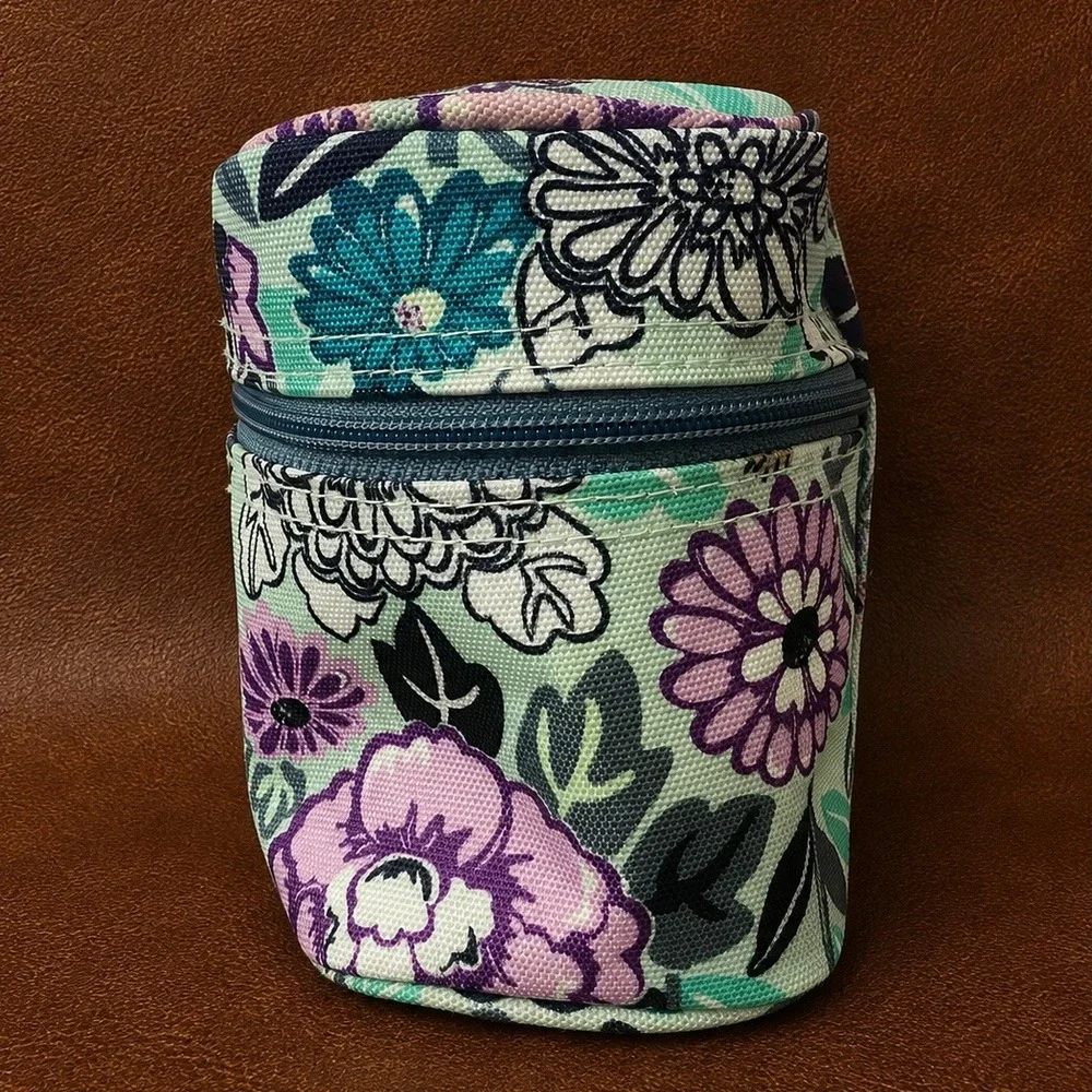 Vera Bradley Penelope's Garden Zippered Cosmetic Bag Floral Hedgehog Travel Case